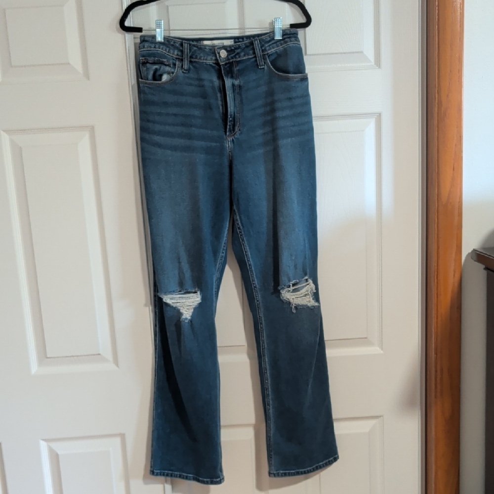 Hollister Distressed Blue Straight Leg Jeans